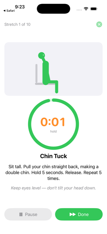 MotionCue app screen